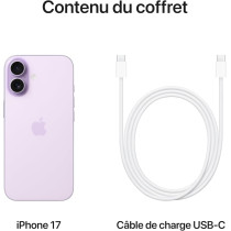 Apple iPhone 17 256 Go Lavande – Écran 6,3", Puce A19, Caméra Center Stage, Autonomie 24h
